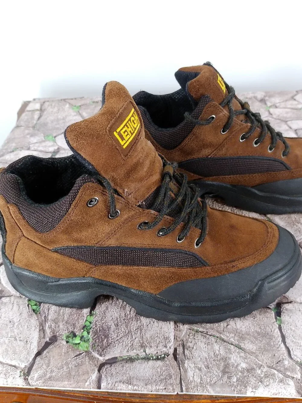 Lehigh 5057 Men 10.5 Steel Toe Work Boots Suede Leather Hiker Brown Vintage